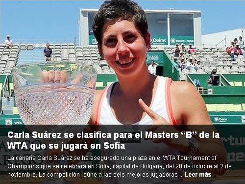 Publicación de la portada de la web de la Real Federación Española de Tenis (RFET)